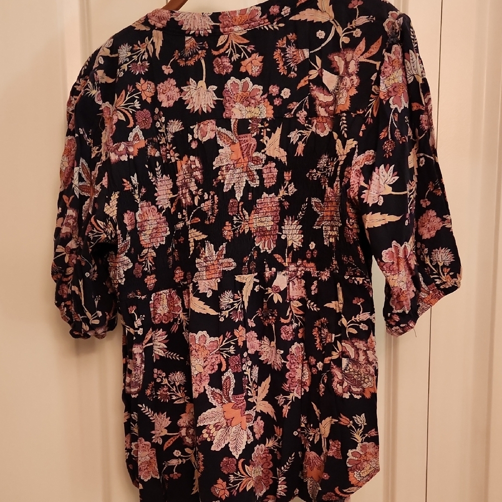 Knox Rose Navy, Pink & Cream Floral Blouse - Picture 4 of 8